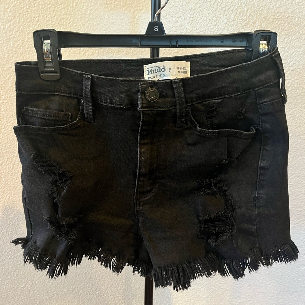Black Distressed Women's Shorts